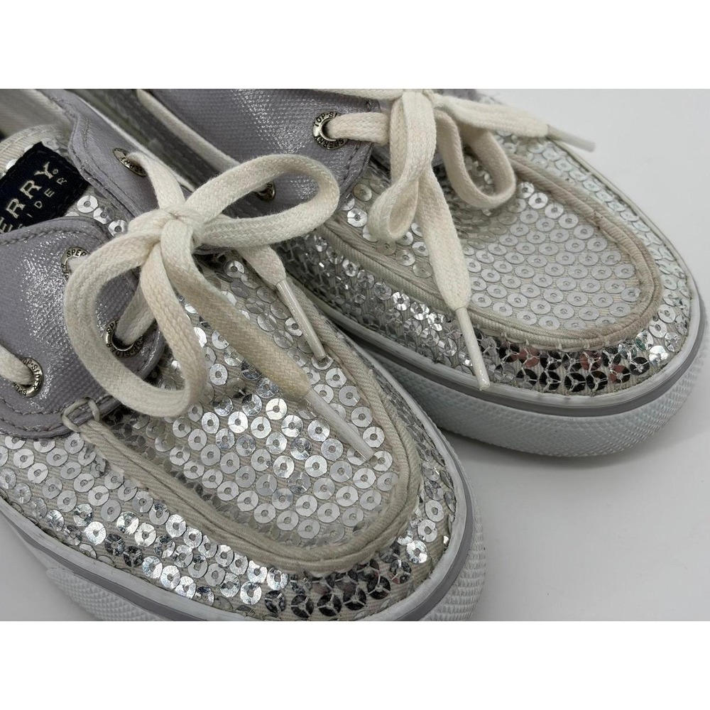 Sperry Top Sider Silver Leather Sequin Slip-On, Women's Size 6.5 - Picture 8 of 8